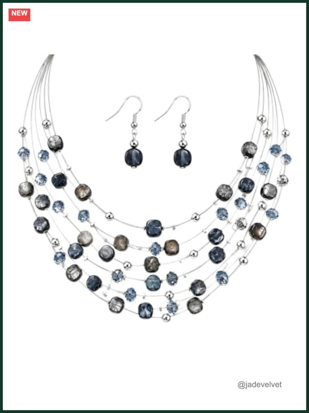 Multilayer Beaded Necklace Earrings Set Boho Statement Jewelry
